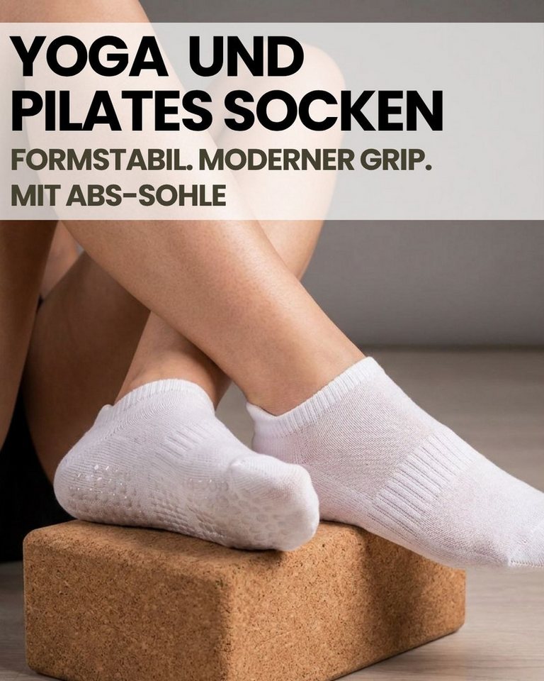 sockenkauf24 Sportsocken Pilates/Yoga Sneaker Socken Kurz mit ABS Sohle und Fersenlasche (12-Paar) mit rutschhemmenden ABS-Noppen Bild 2