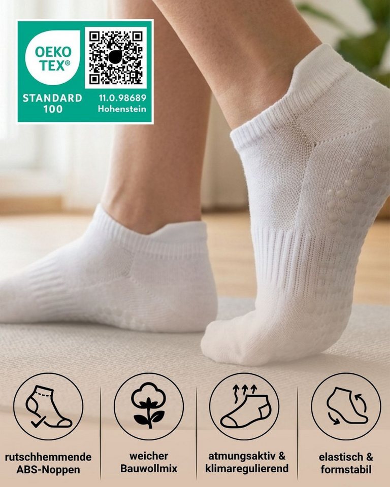 sockenkauf24 Sportsocken Pilates/Yoga Sneaker Socken Kurz mit ABS Sohle und Fersenlasche (12-Paar) mit rutschhemmenden ABS-Noppen Bild 4