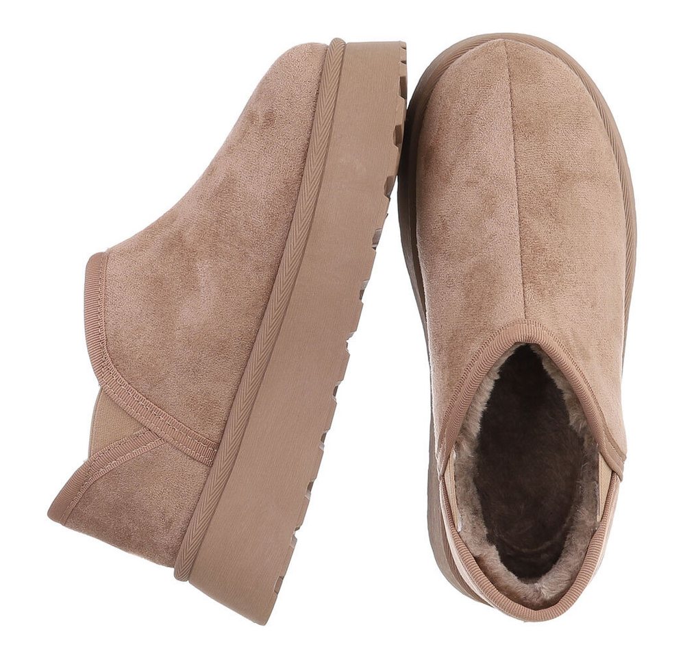 Ital-Design Damen Slip-on Plateau Schuh mit Profilsohle Snowboots (92214513) Flach Stiefeletten in Hellbraun Bild 4