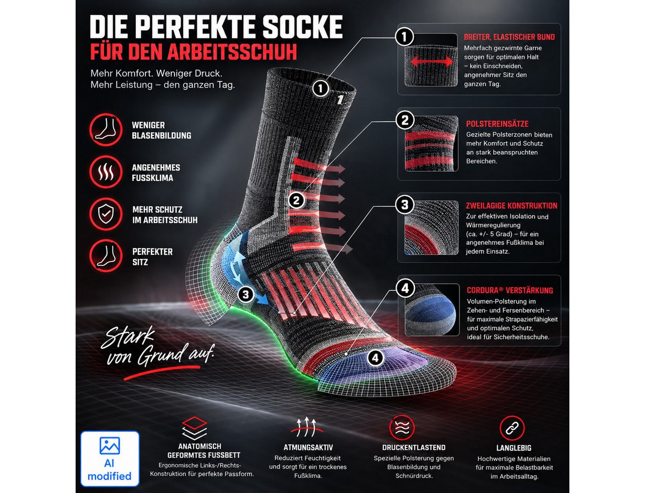 Engelbert Strauss Strauss Termoli O6 Berufsschuhe wasserdicht Leder inkl. 2 Paar Socken. Wanderstiefel Ohne Stahlkappe, wasserdicht und winddicht Bild 5