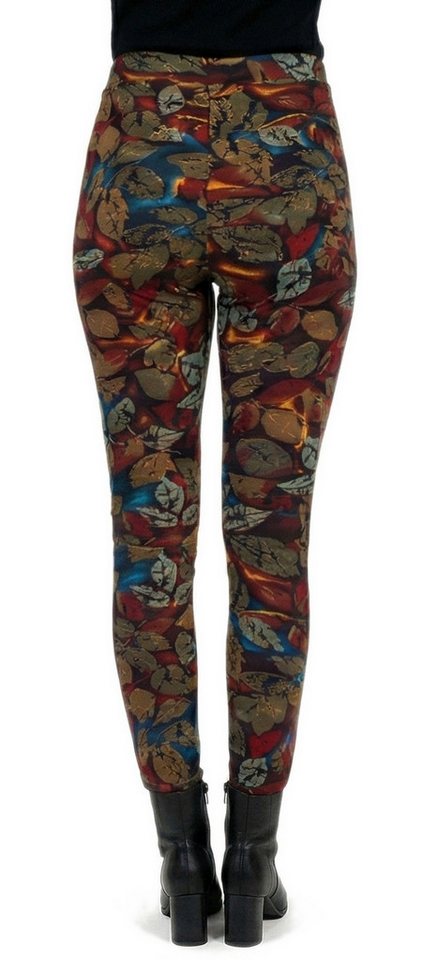 dy_mode Thermohose Damen Thermohose Herbstlaub-Muster Gefütterte Winterleggings Middel Waist, mit Innenfutter, mit elastischem Bund Bild 2