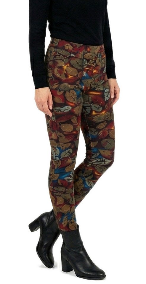 dy_mode Thermohose Damen Thermohose Herbstlaub-Muster Gefütterte Winterleggings Middel Waist, mit Innenfutter, mit elastischem Bund Bild 5