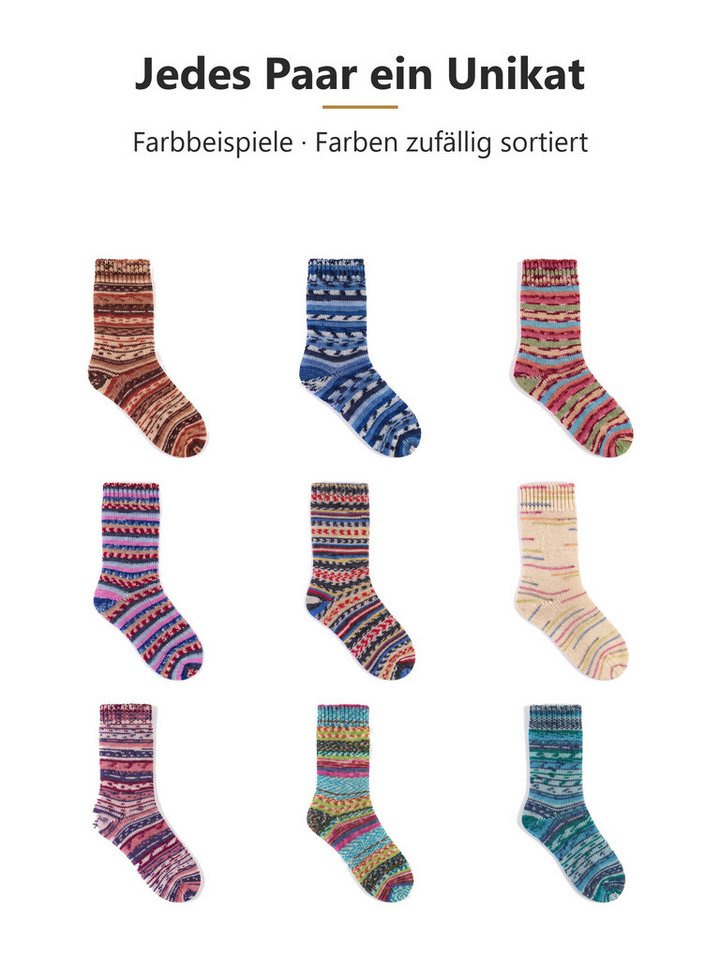 Black Snake Thermosocken Warme Wollsocken wie von Oma gestrickt für Damen Herren bunt geringelt (Socken-Set, 2-Paar, Bunt sortiert 39/42) Stricksocken mit 70 % Wolle aus Farbwechselgarn und klassischer Ferse Bild 3