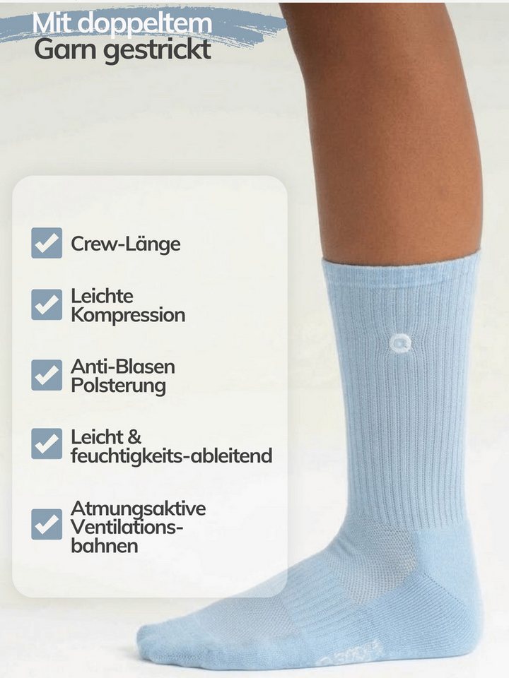 QOLONIA Laufsocken Damen Herren Sportsocken mit Fersenpolster 35-46 (Packung, 4 Paar) ohne Etikett
