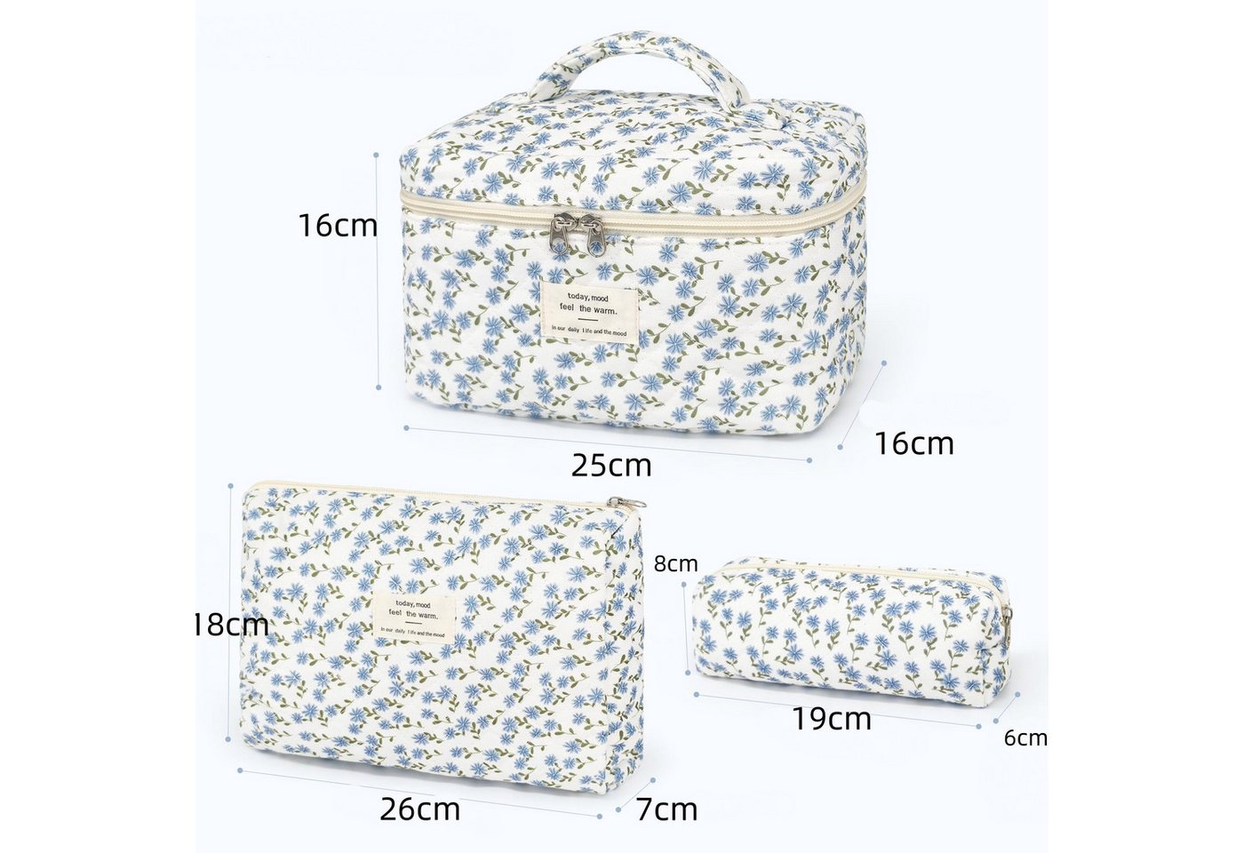FOUORTUNATE-BEE Kosmetiktasche Kosmetiktaschen 3er Set Damen, Kulturtasche in 3 Größen, Reiseetui für Make-up, Pflege, Schmuck, Pinsel und Kleinteile Bild 5