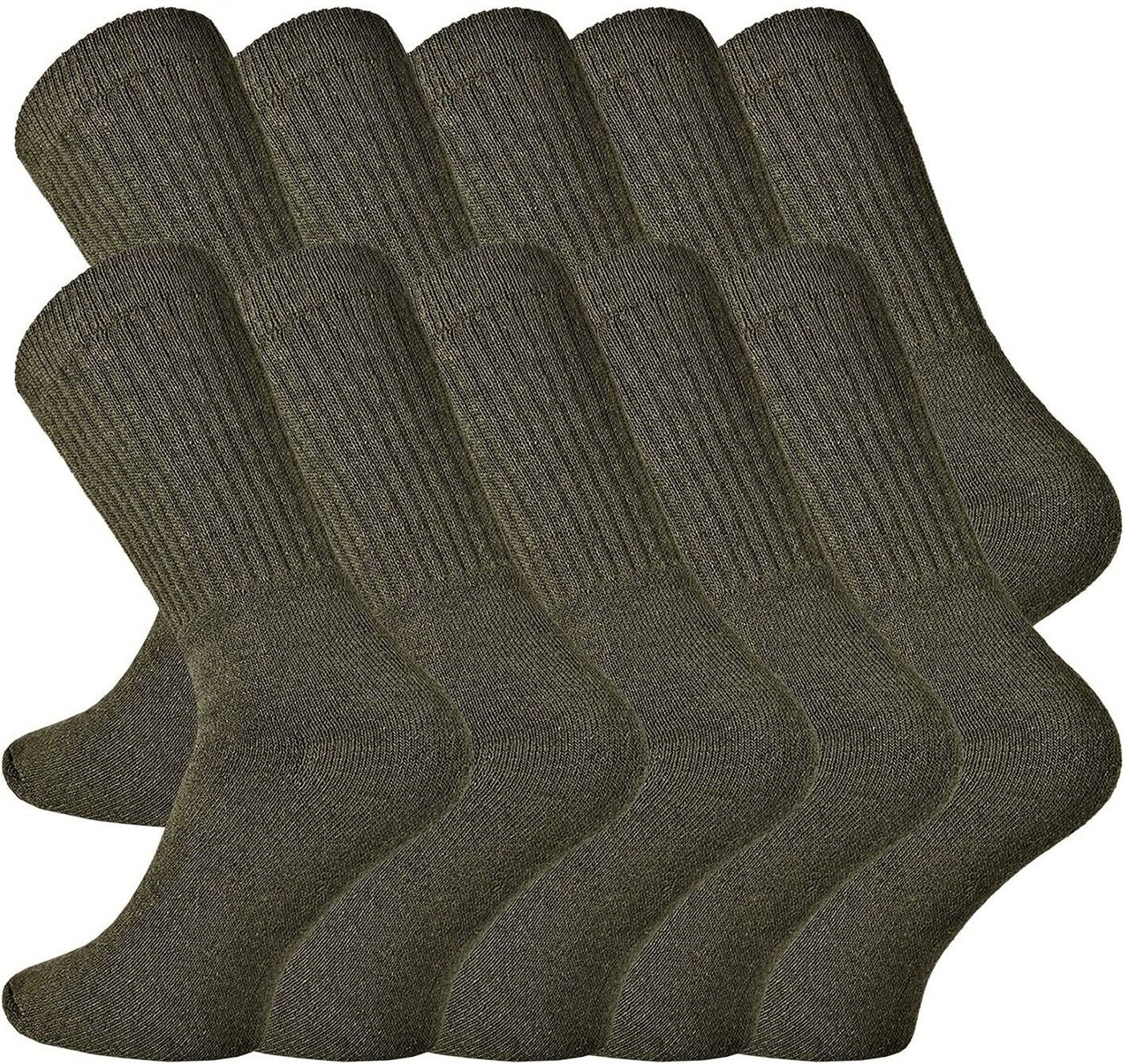 FussFreunde Sportsocken 10 Paar EXTRA ROBUST Armysocken Bundeswehrsocken Vollfrottee (10 Paar) Vollfrotteefuß, umgenähter Rand, schwere Qualität Bild 3