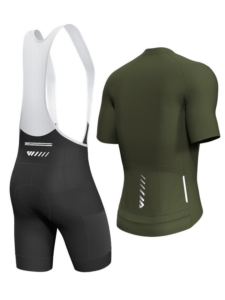 Wulibike Radtrikot Herren Fahrradbekleidungsset mit 3D-Sitzpolster & Cargo-Taschen (2-tlg) Kurzarm Radtrikot + Träger-Fahrradhose für Roadbike Bild 2