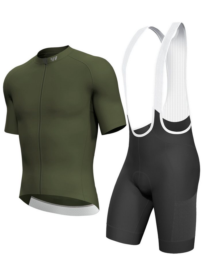 Wulibike Radtrikot Herren Fahrradbekleidungsset mit 3D-Sitzpolster & Cargo-Taschen (2-tlg) Kurzarm Radtrikot + Träger-Fahrradhose für Roadbike Bild 4