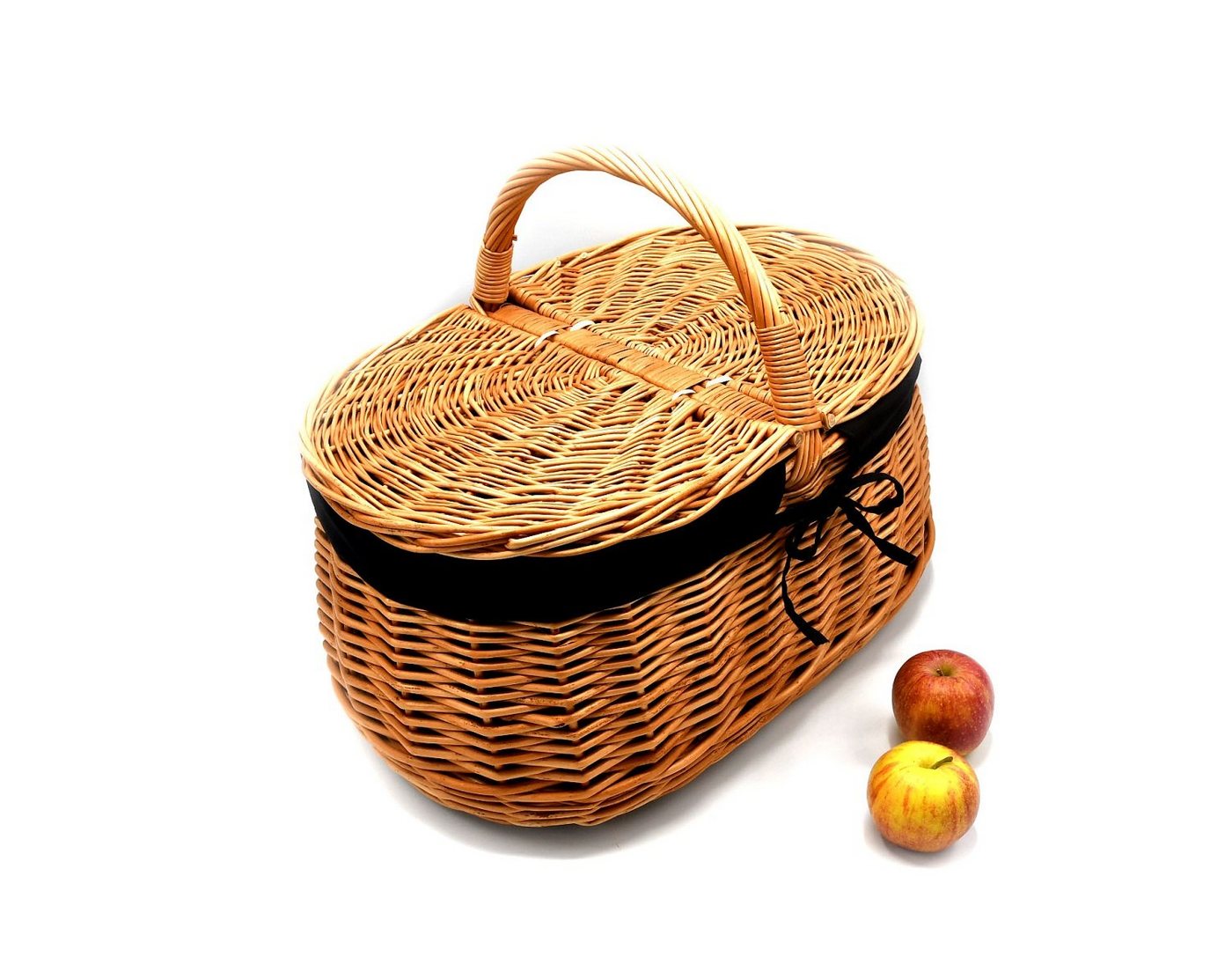 MyBer® Einkaufskorb Weidenkorb Korb aus Weide geflochten 2 Deckel Handarbeit braun, braun mit Stoffeinlage 43/30/20cm (30 mit Henkel) K1-030-SS Bild 5