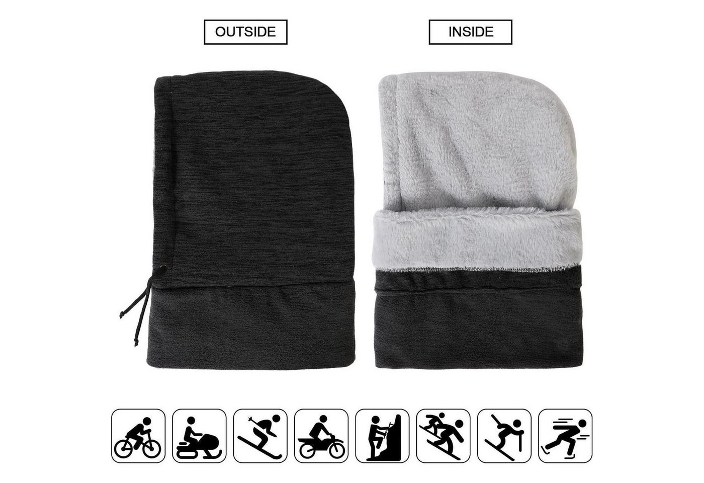 LuxusKollektion Sturmhaube Sturmhaube Balaclava Fleece Winddicht Einheitsgröße A-Schwarz-01