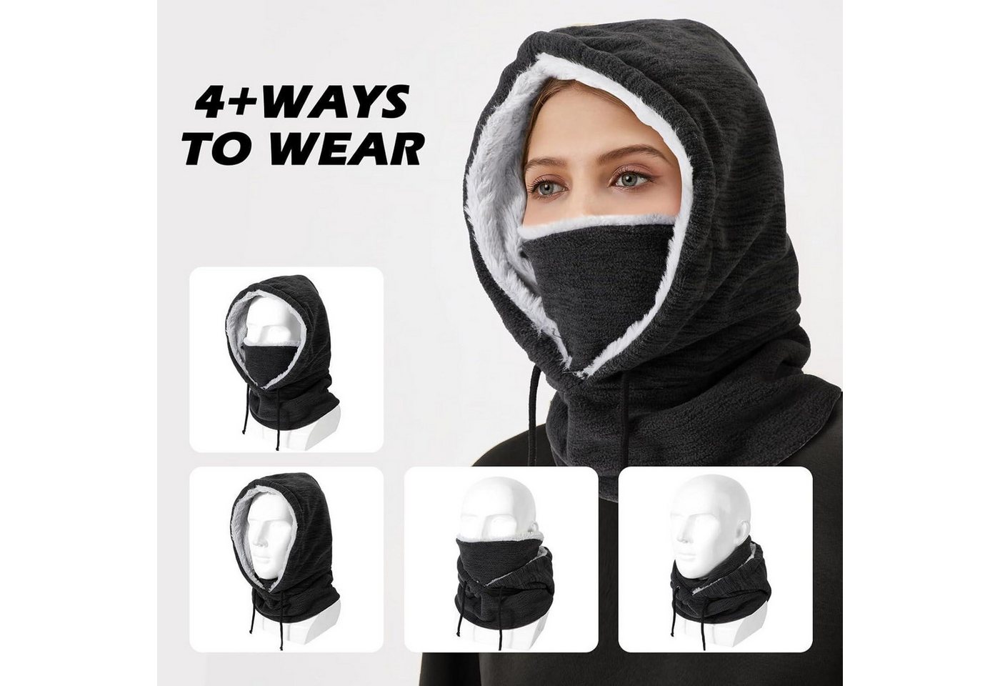LuxusKollektion Sturmhaube Sturmhaube Balaclava Fleece Winddicht Einheitsgröße A-Schwarz-01 Bild 2