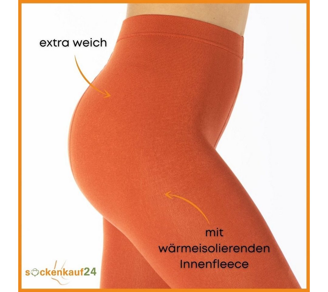 sockenkauf24 Thermoleggings Damen THERMO Leggings mit Innenfleece in vielen Farben (38-40, Kupfer) extra warm Winter Leggings, WP