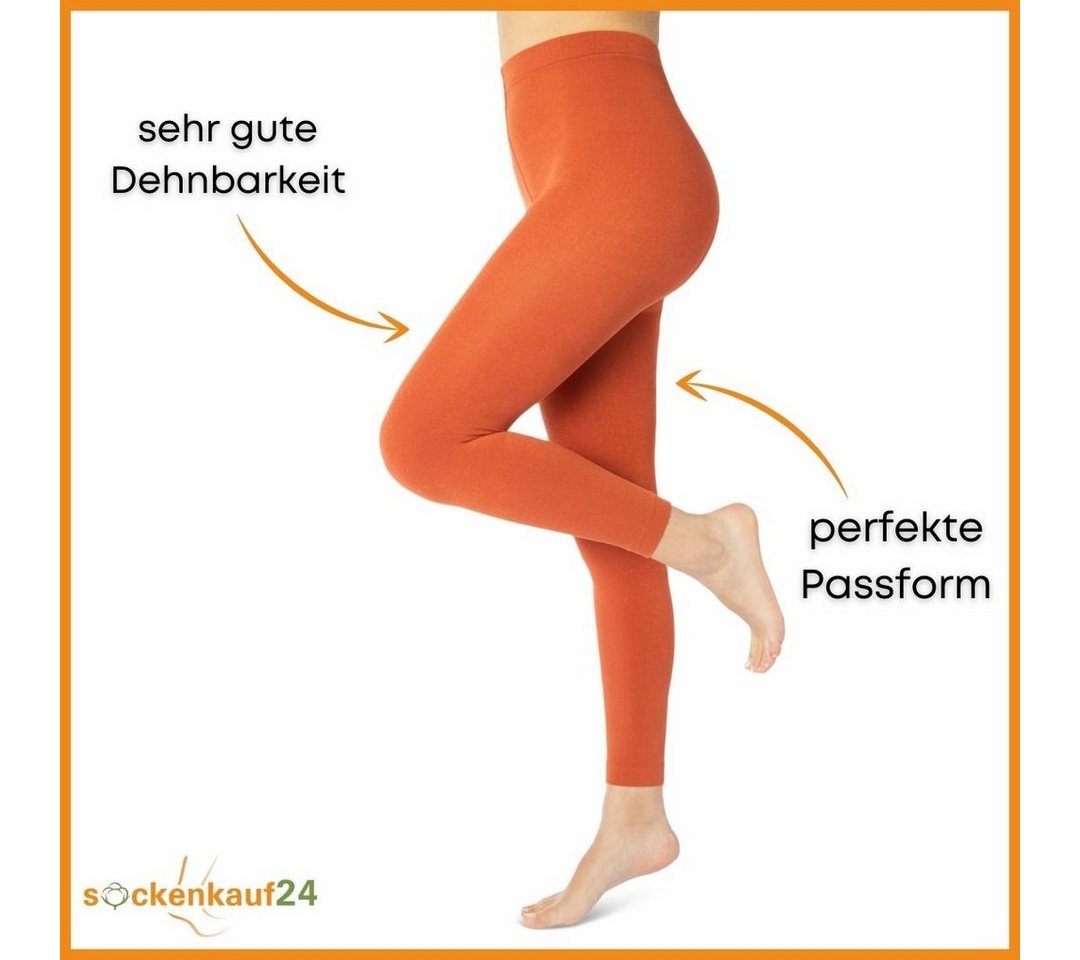 sockenkauf24 Thermoleggings Damen THERMO Leggings mit Innenfleece in vielen Farben (38-40, Kupfer) extra warm Winter Leggings, WP Bild 4
