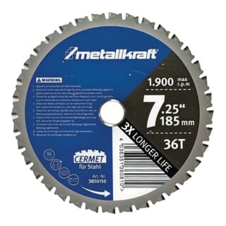 metallkraft Sägeblatt Ø 185 x 1,8/1,4 x 22 mm Z36 Stahl