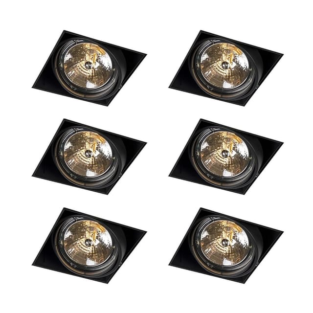 Set Mit 6 Einbaustrahlern Schwarz Ar111 Kippbar Und Drehbar Trimless - Oneon