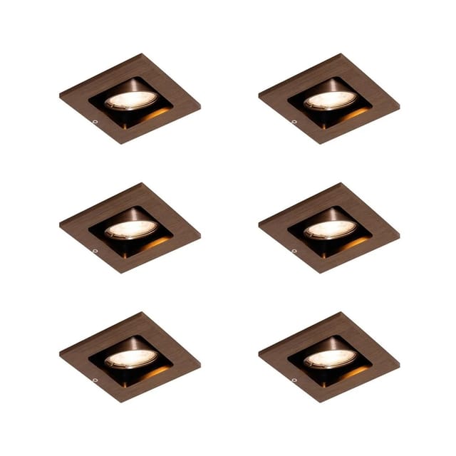 Set Mit 6 Modernen Einbaustrahlern Dunkelbronze Verstellbar - Qure