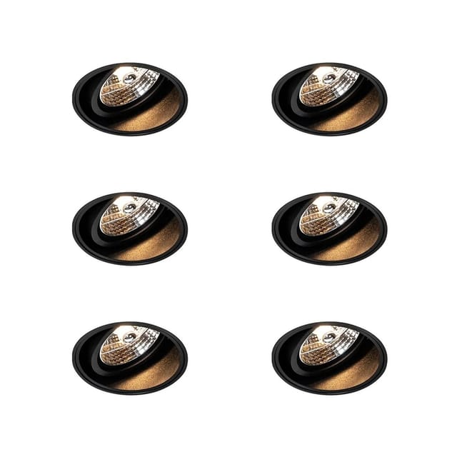 Set Mit 6 Modernen Einbaustrahlern Schwarz Trimless - Impact 70