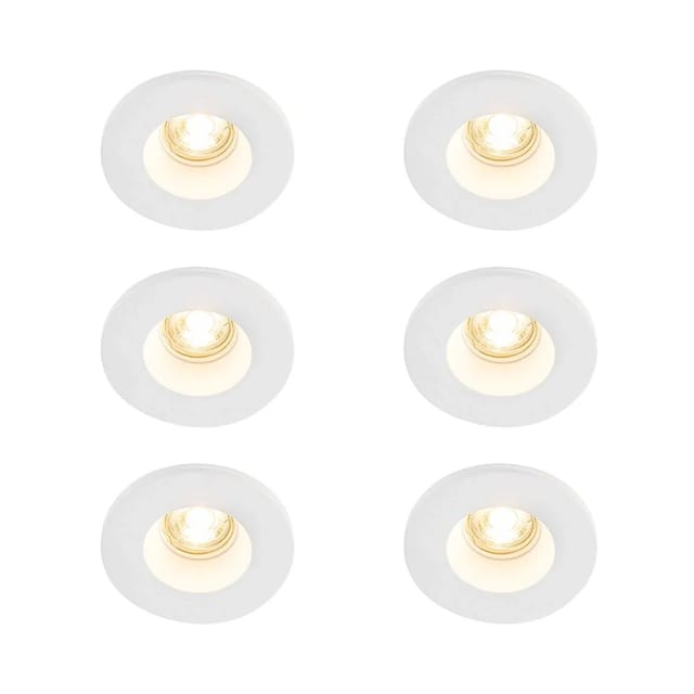 Set Mit 6 Einbauspots Weiß 13 Cm Rund - Gypsy Stucco