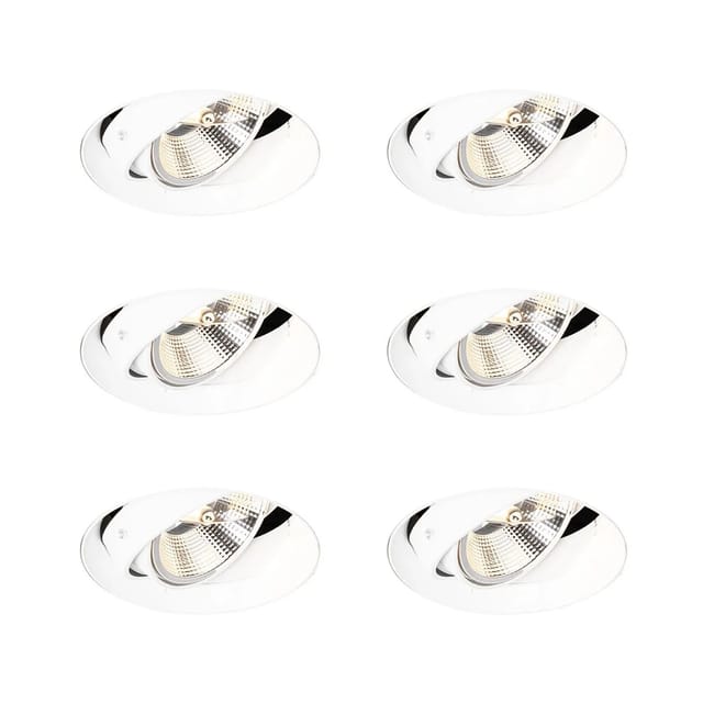 Set Mit 6 Modernen Einbaustrahlern Weiß Gu10 Ar111 Rund Trimless - Oneon