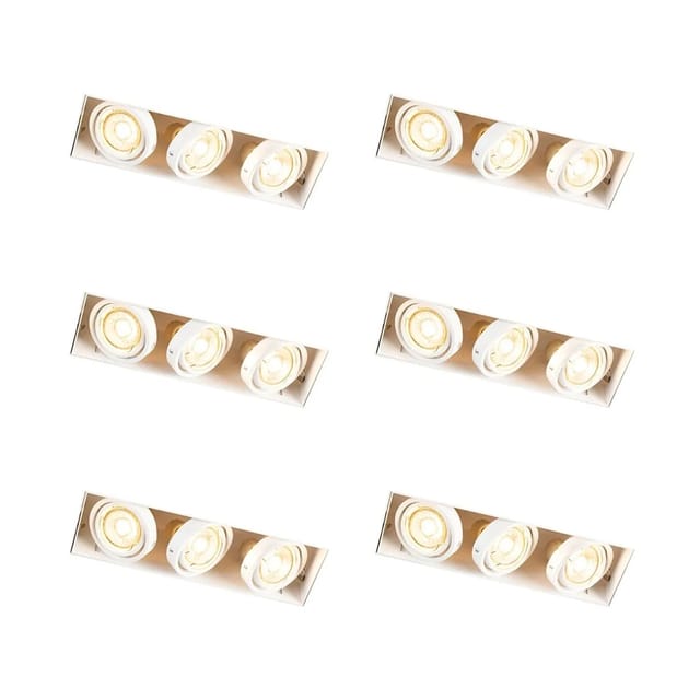Set Mit 6 Einbaustrahlern Weiß Verstellbar Rahmenlos 3-lichter - Oneon