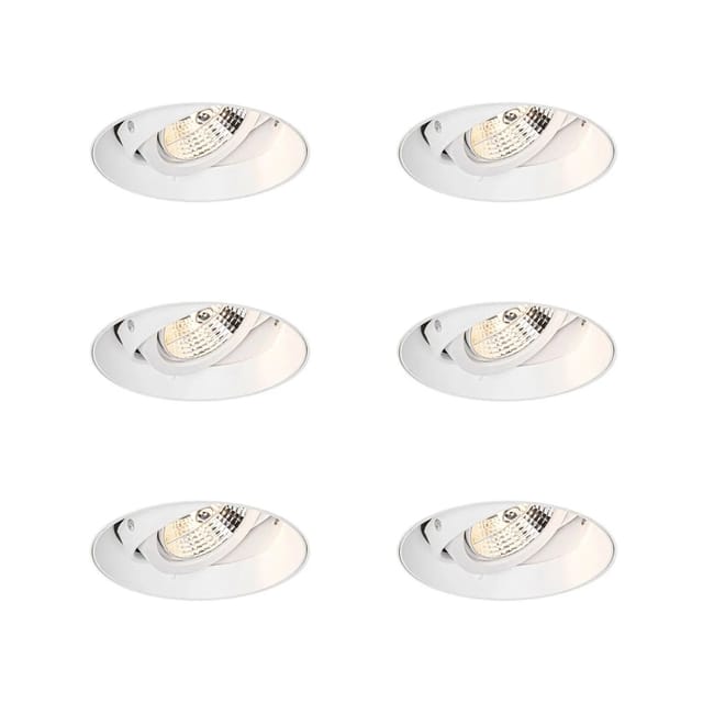 Set Mit 6 Modernen Einbaustrahlern Weiß Gu10 Ar70 Rund Trimless - Oneon