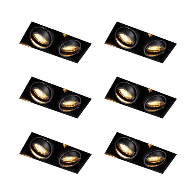 Set Mit 6 Einbauspots Schwarz Verstellbar Randlos 2-lichter - Oneon Honey