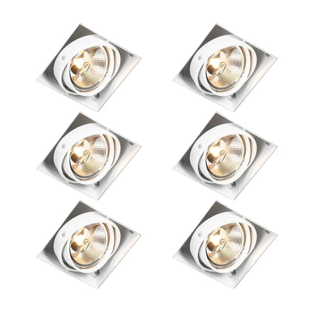 Set Mit 6 Einbaustrahlern Weiß Gu10 Ar111 Trimless Verstellbar - Oneon