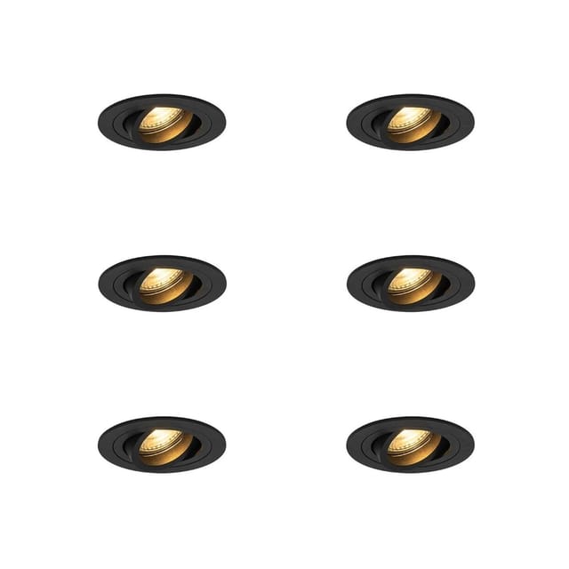 Set Mit 6 Modernen Einbaustrahlern Schwarz - Rondoo