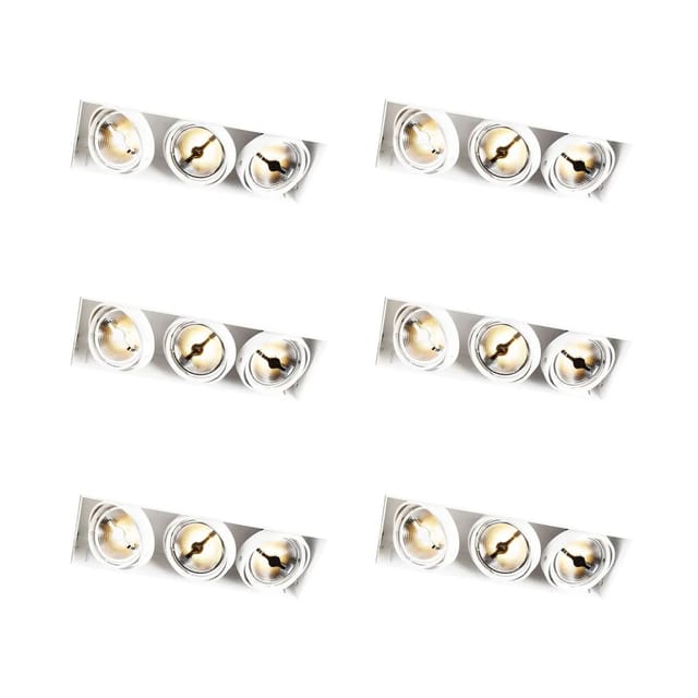 Set Mit 6 Einbaustrahlern Weiß Ar111 Trimless 3-licht - Oneon