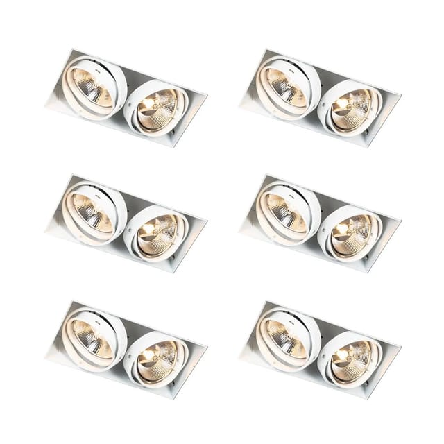 Set Mit 6 Einbaustrahlern Weiß Gu10 Ar111 Trimless 2-licht - Oneon
