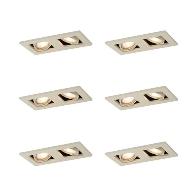 Qazqa - Set Mit 6 Modernen Einbaustrahlern Beige Gu10 50mm Verstellbar 2-lichter - Qure