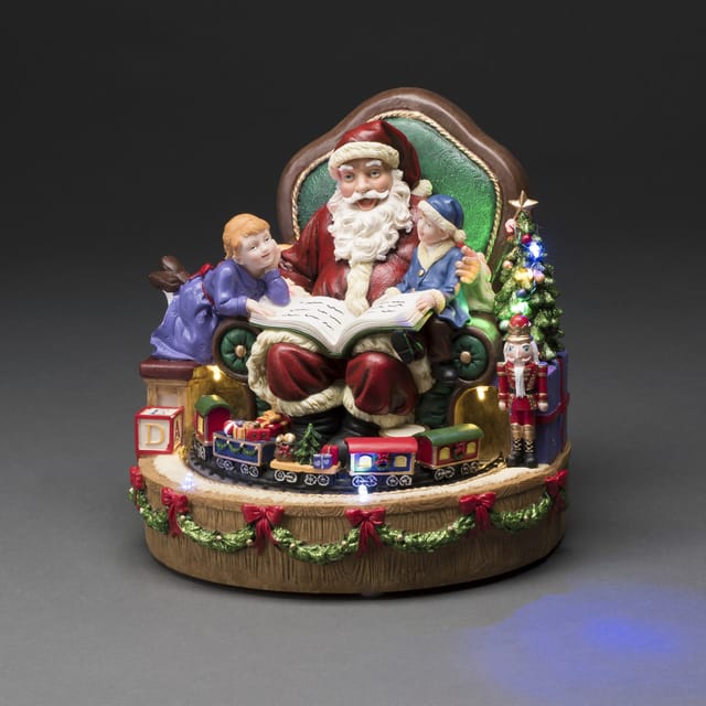 Konstsmide 4215-000 Led Weihnachtsmann Mit Kindern Und Zug, Wählbare Energiefunktion Und 8 Klassischen Weihnachtsliedern, 12 Bunte Dioden, 4.5v Innentrafo/batteriebetrieben, Innen