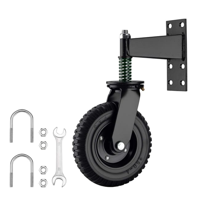 Wiltec Torrolle Bis 275 Kg Traglast, Torlaufrolle Mit 360° Gummirad, Schiebetorrolle Aus Pulverbeschichtetem Stahl, Lenkrolle Für Schiebetor Und Gartentor