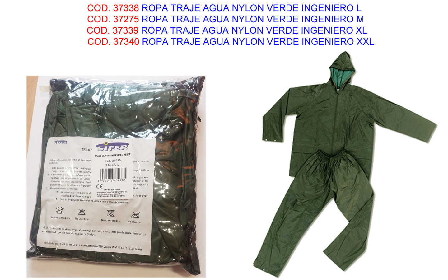 Engineer Green Nylon-wasseranzug Xxl 980 G