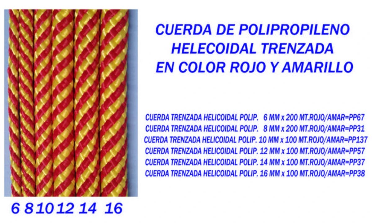 Spiralgeflochtenes Seil Aus Polypropylen 12 Mm X 100 M Rot/gelb