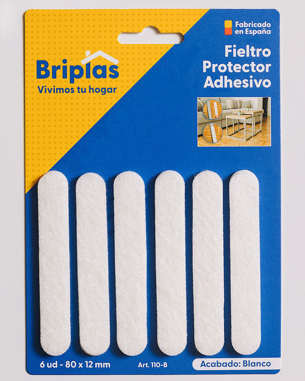Weißes Klebefilz 80x12 Mm - 6 Stück