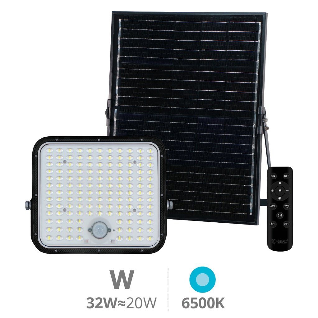 Pamol Led-solarprojektor Mit Bewegungs- Und Dämmerungssensor, 200 W, 6500 K, Ip65, Schwarz