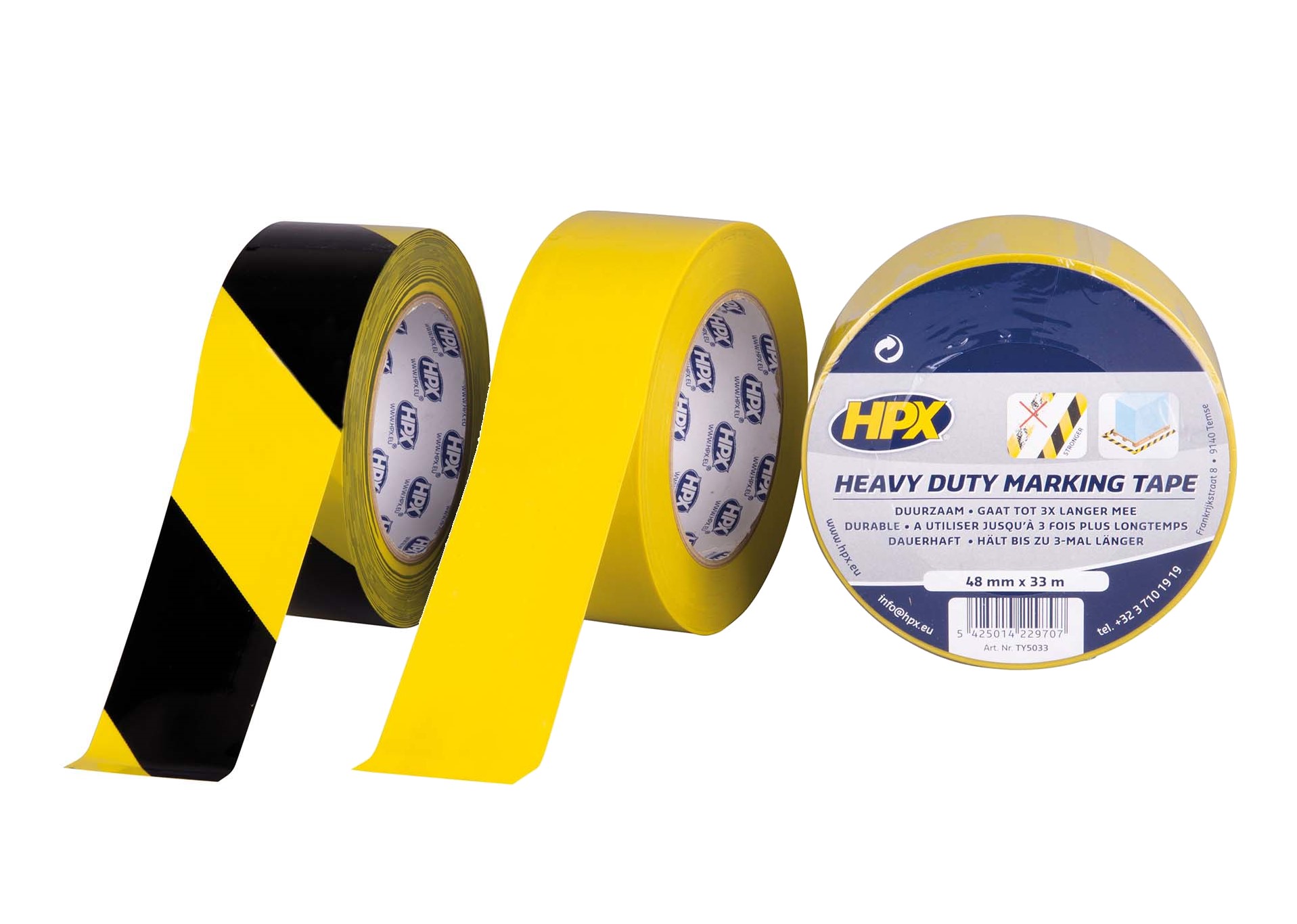 Hpx Hochleistungs-markierungsband, Gelb/schwarz, 48 Mm X 33 M