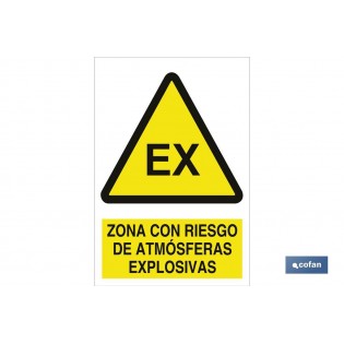 Selbstklebendes Schild 148 X 105 Mm + Warnung Vor Explosionsgefährdeter Atmosphäre + Material Nach Wahl