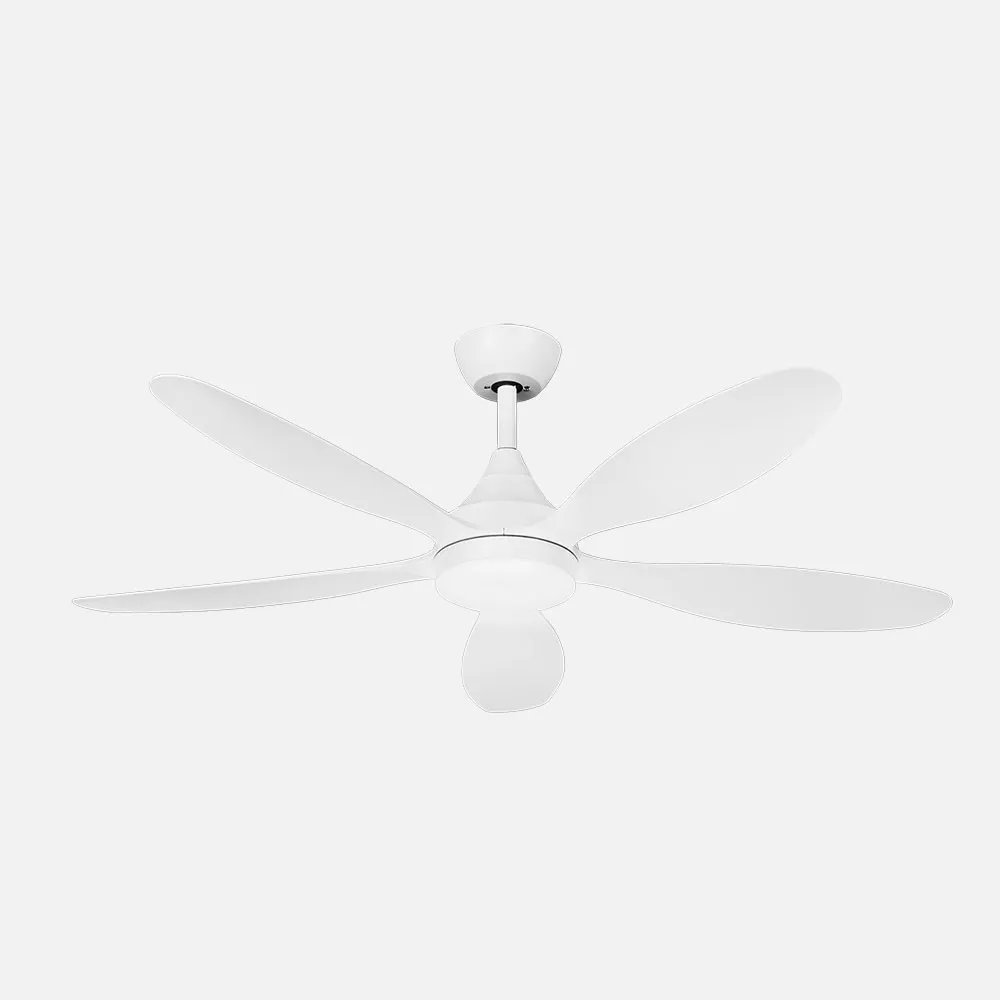 Tobarra Gleichstromventilator 18 W, Weiß, 5 Flügel, 6 Geschwindigkeiten, 132°c, 2250 Lm, 3000/4500/6500 Kk, Fernbedienung + Spei