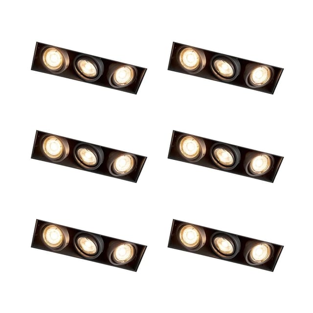 Set Mit 6 Einbaustrahlern Schwarz Verstellbar Rahmenlos 3-lichter - Oneon