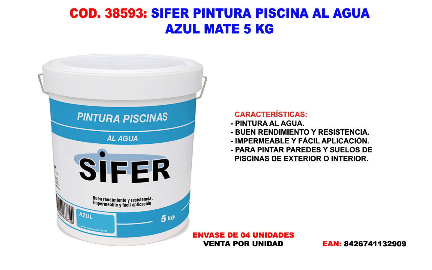Wasserbasierte Blaue Matte Poolfarbe 5 Kg