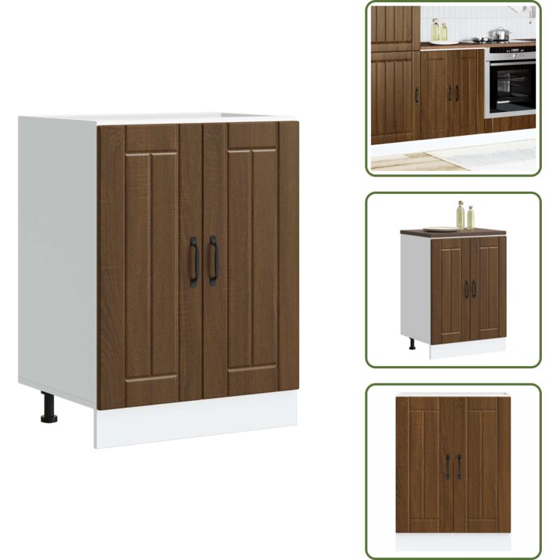 Spülenunterschrank Lucca Braun Eichen-optik Holzwerkstoff - Spülenunterschrank - Spülenunterschränke - Küchenunterschrank - Unterschrank Für Küche