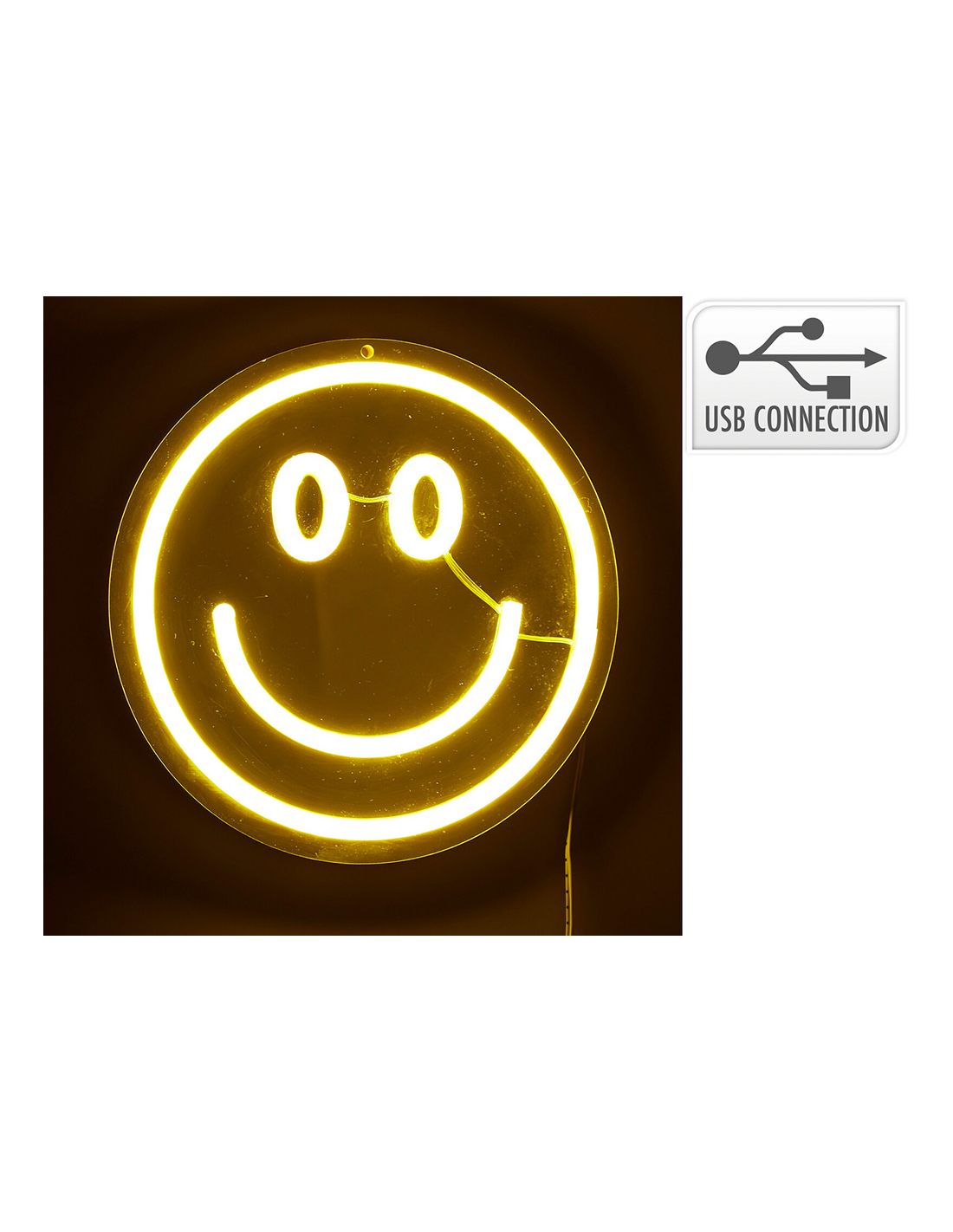 Dekorative Neon-led-lampe Gesicht - Spiegel, 20 X 20 Cm