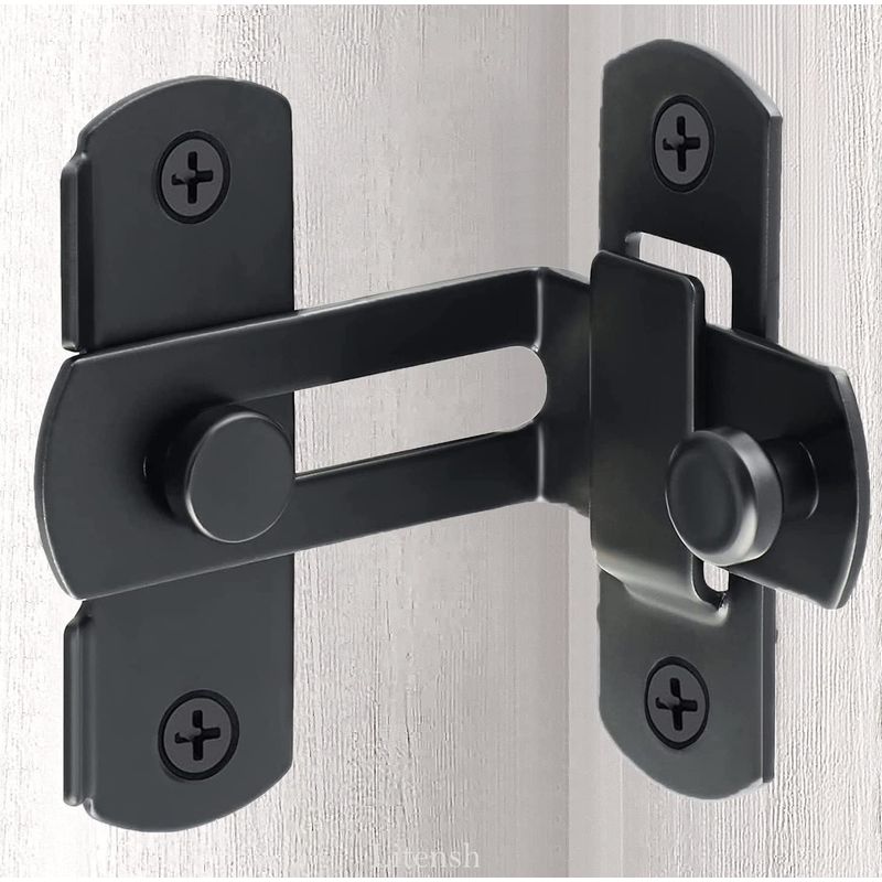 Verrou De Porte À Angle Droit 90 Degrés De Grange Coulissante En Acier Inoxydable, Loquet De Porte Coulissante À Rabat, Verrou De Sécurité Pour Porte Fenêtre Armoire À Vin Jardin Noir