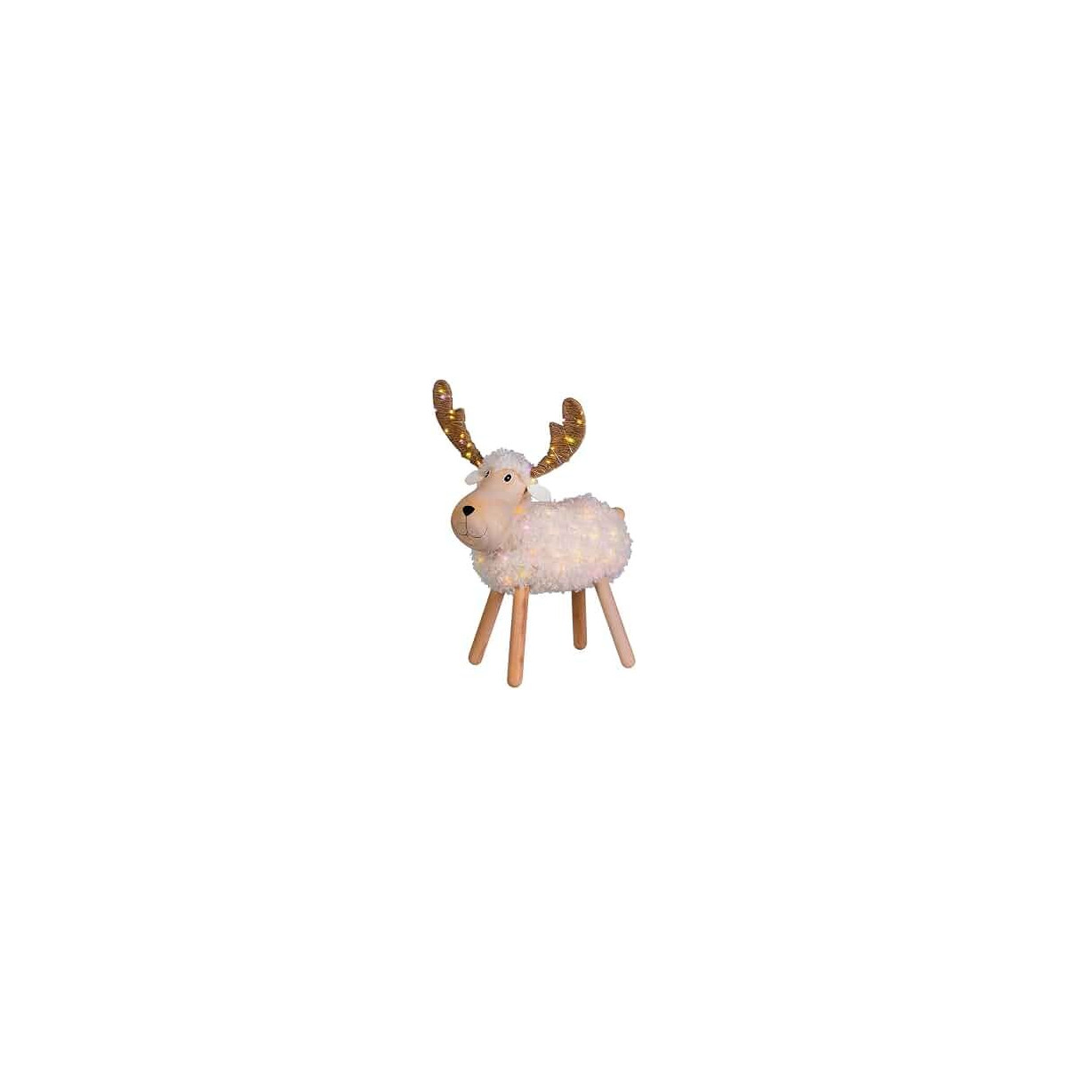 Lotti Led Weihnachtsdekoration Rentier Schaf Xd1302 Weiß Holz Und Kunstfell