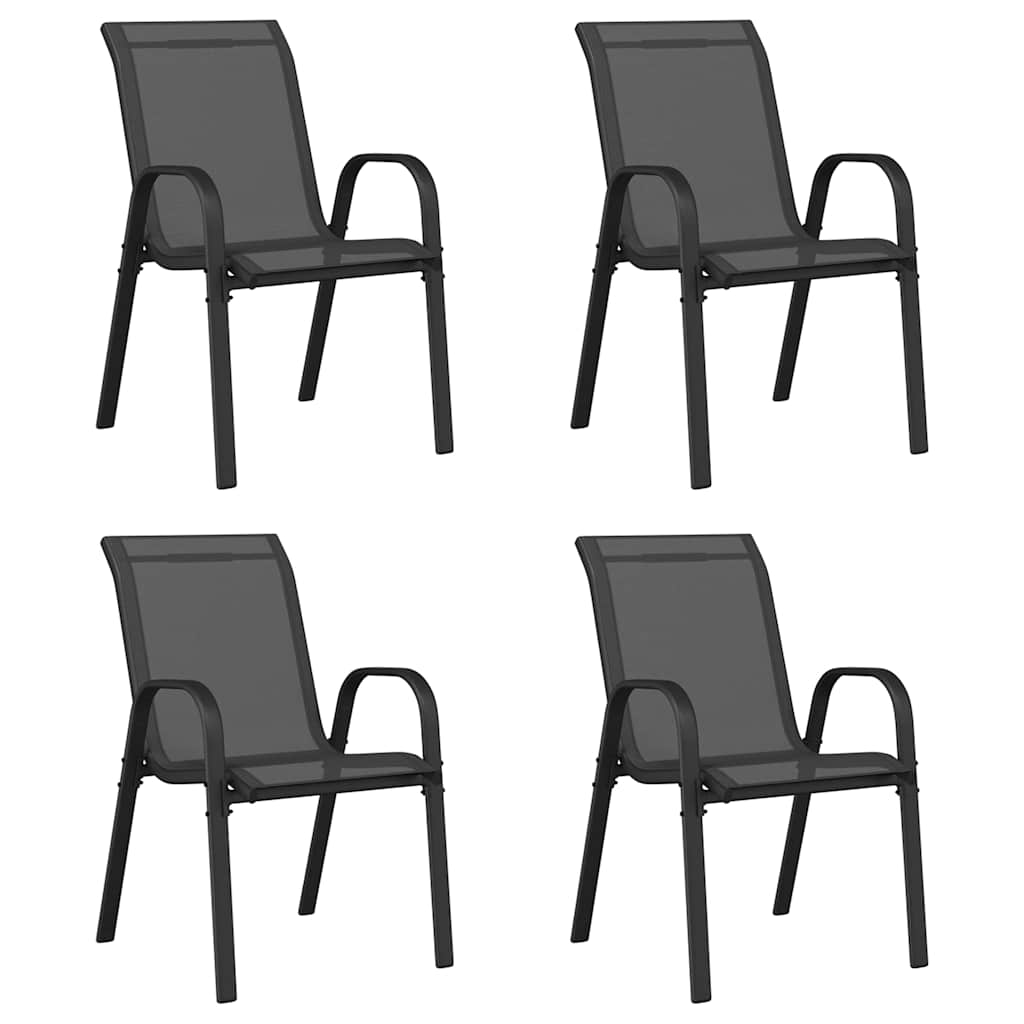 Maison Exclusive - Stapelbare Gartenstühle 4 Stk. Schwarz Textile