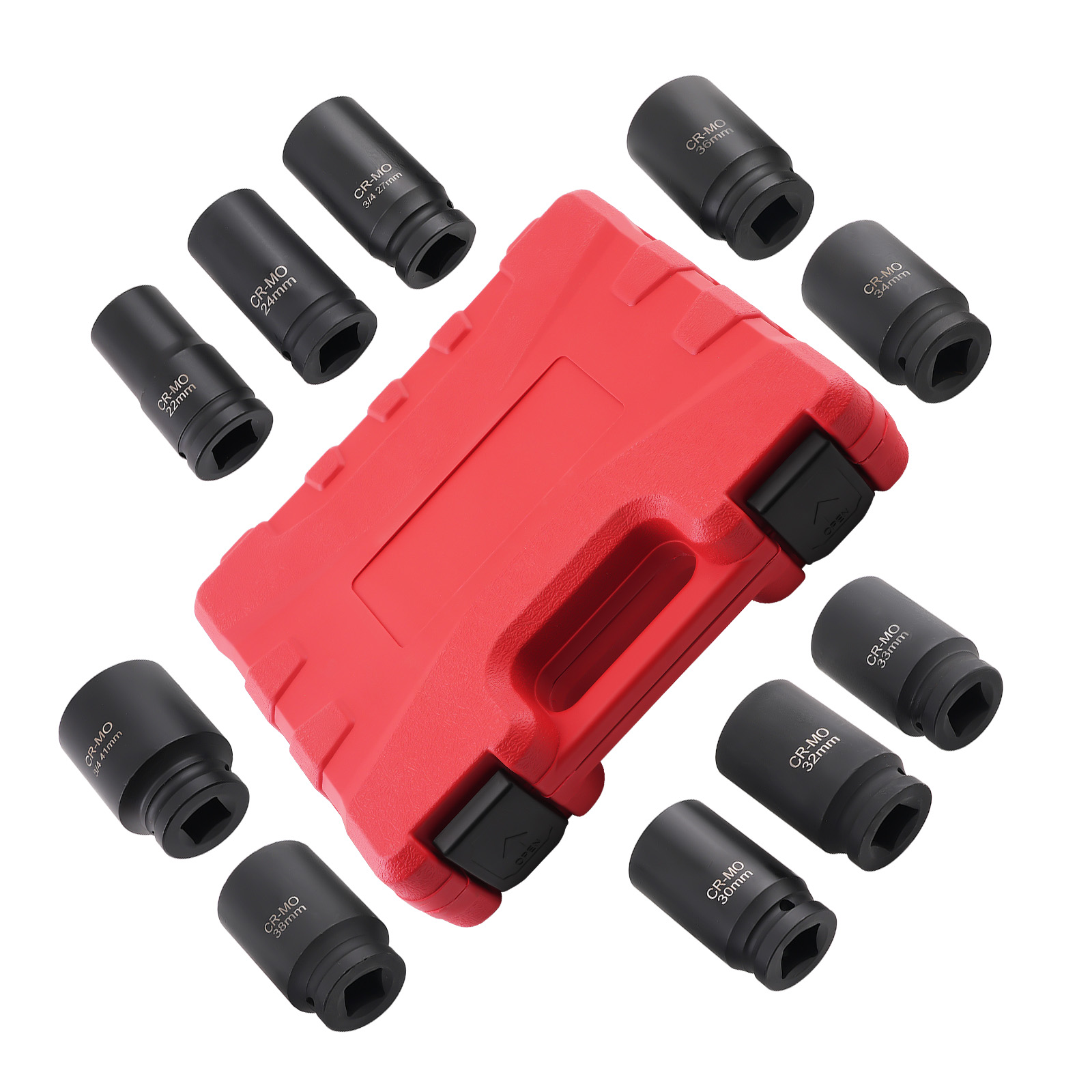 10tlg 3/4'' Drive Deep Impact Socket Werkzeugsatz Länge Werkzeugsatz 22-41mm