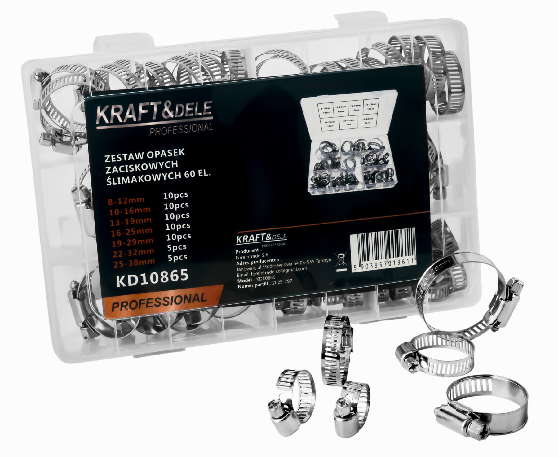 Schneckenantrieb-klemmensatz 60-teilig Kd10865