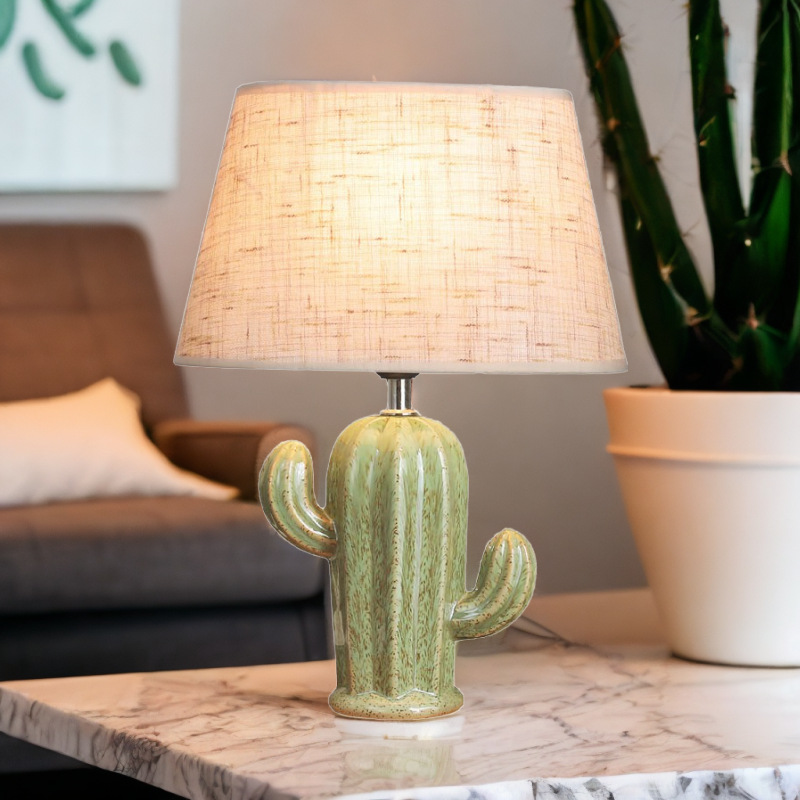 Keramik-kaktus-nachttischlampe Dreifarbig & Kreatives Design-lsw